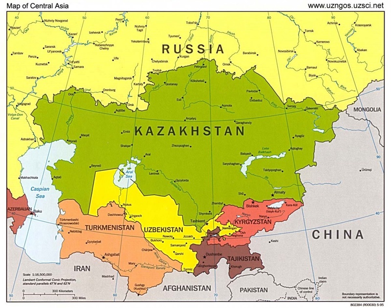 Карта государств Центральной Азии