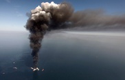 Скважина горит в Каспийском море