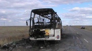 Пассажирский автобус сгорел в Восточном Казахстане