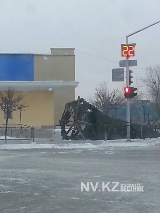Новогодняя елка упала в Карагандинской области. Фото с сайта nv.kz