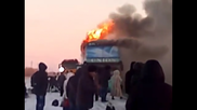 Двухэтажный пассажирский автобус сгорел дотла под Астаной