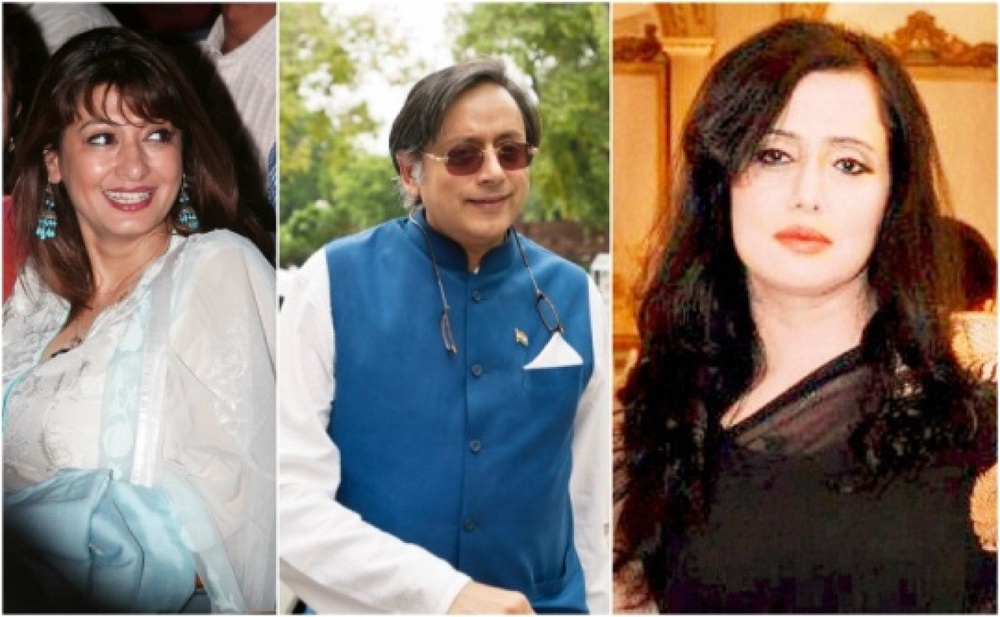 Любовный треугольник: Сунанда Пушкар (слева), министр Шаши Тарур и журналистка Мехр Тарар