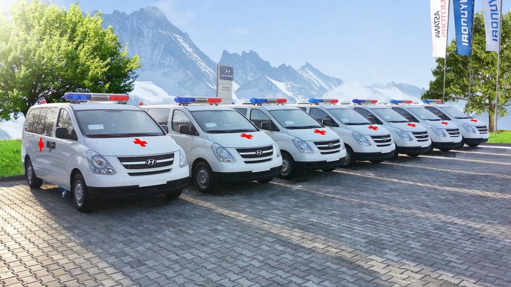 Hyundai Auto Truck & Bus в составе КМК "Астана Моторс" поставила партию из 40 карет скорой помощи Hyundai H-1 Ambulance управлению здравоохранения Алматинской области