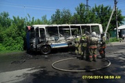 Автобус сгорел в Усть-Каменогорске