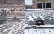 Автомобиль упал в реку в Астане