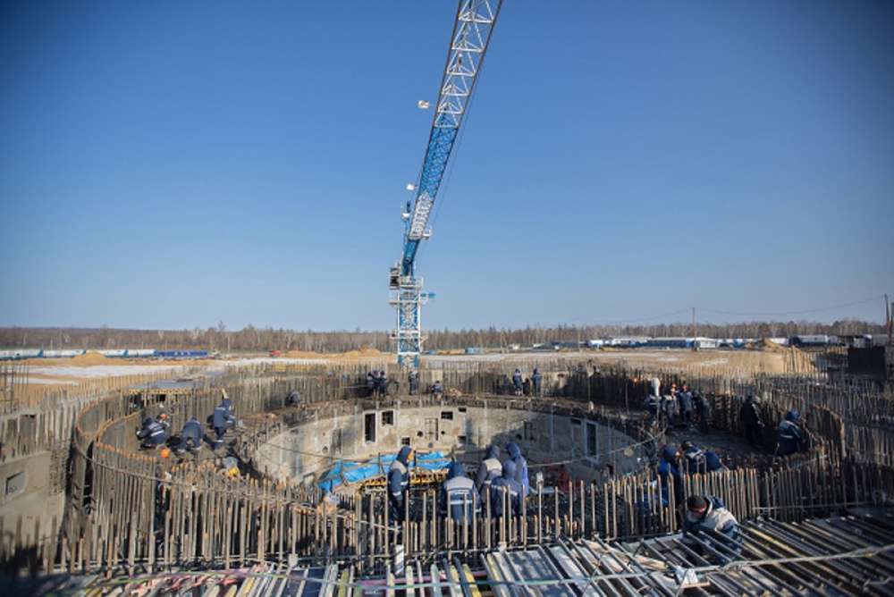 Рабочие на строительной площадке космодрома "Восточный". ©РИА Новости