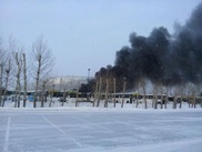 Автобус горел возле велотрека "Сарыарка" в Астане