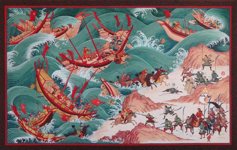 Гравюра "Гибель монгольского флота". © Deviantart