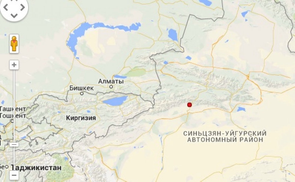 Карта с указанием эпицентра землетрясения с сайта some.kz