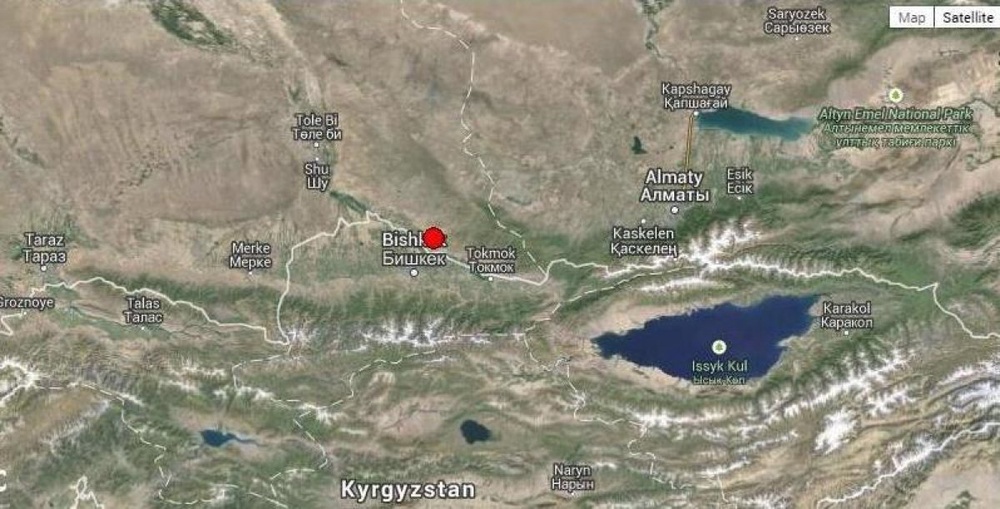 Эпицентр землетрясения находился в 7 километрах от села Кордай. © emsc-csem.org