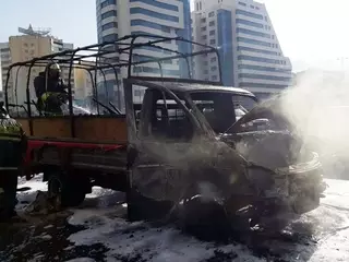 Пожар в Алматы: "ГАЗель" сгорела на Аль-Фараби