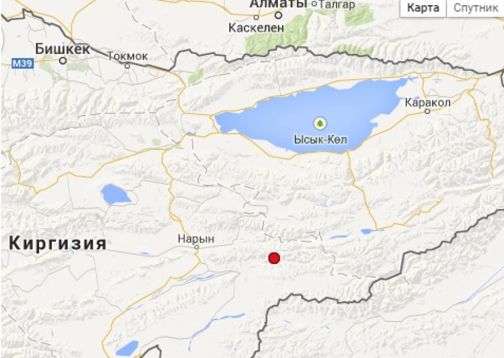 Карта Киргизии со спутника