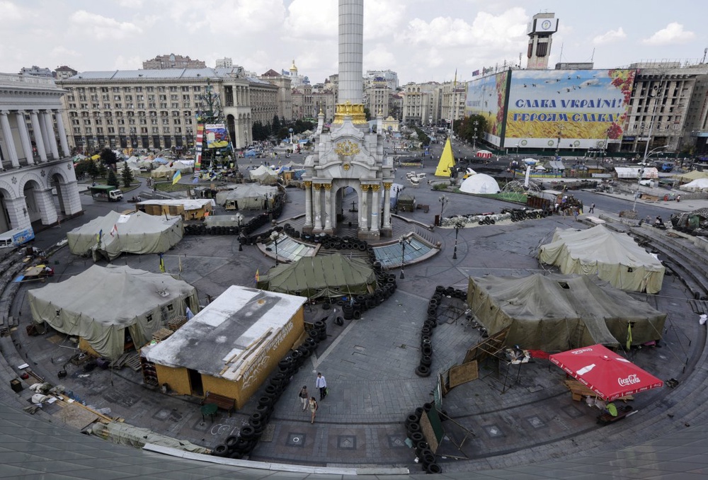 Вид на площадь Независимости в центре Киева 8 августа 2014 года. Фото © REUTERS