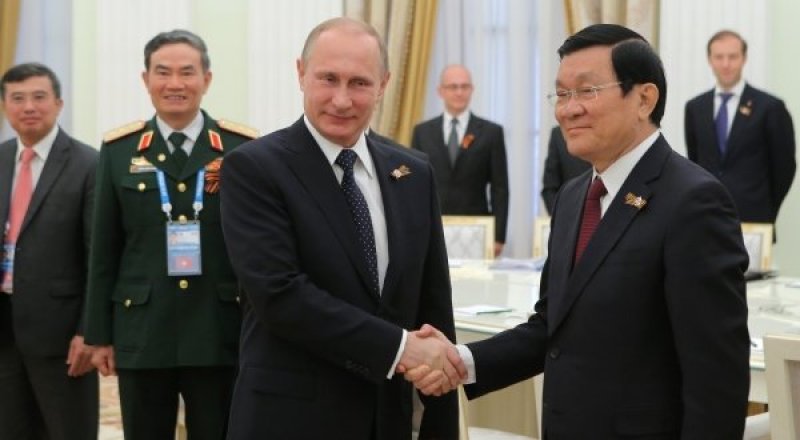 Президент России Владимир Путин и президент Вьетнама Чыонг Тан Шанг  во время встречи в Кремле. Фото © РИА Новости