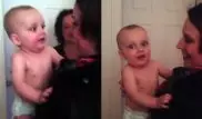 10-месячный мальчик в первый раз видит копию своей мамы
