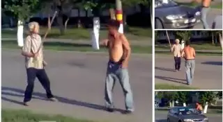 Смелый дед палкой усмирил дебошира в Рудном