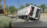 Автобус с 48 пассажирами перевернулся в Восточном Казахстане