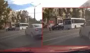 Школьник чудом избежал наезда автобуса на "зебре" в Павлодаре