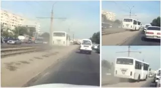 Водителя автобуса в Алматы оштрафовали за езду по трамвайным путям