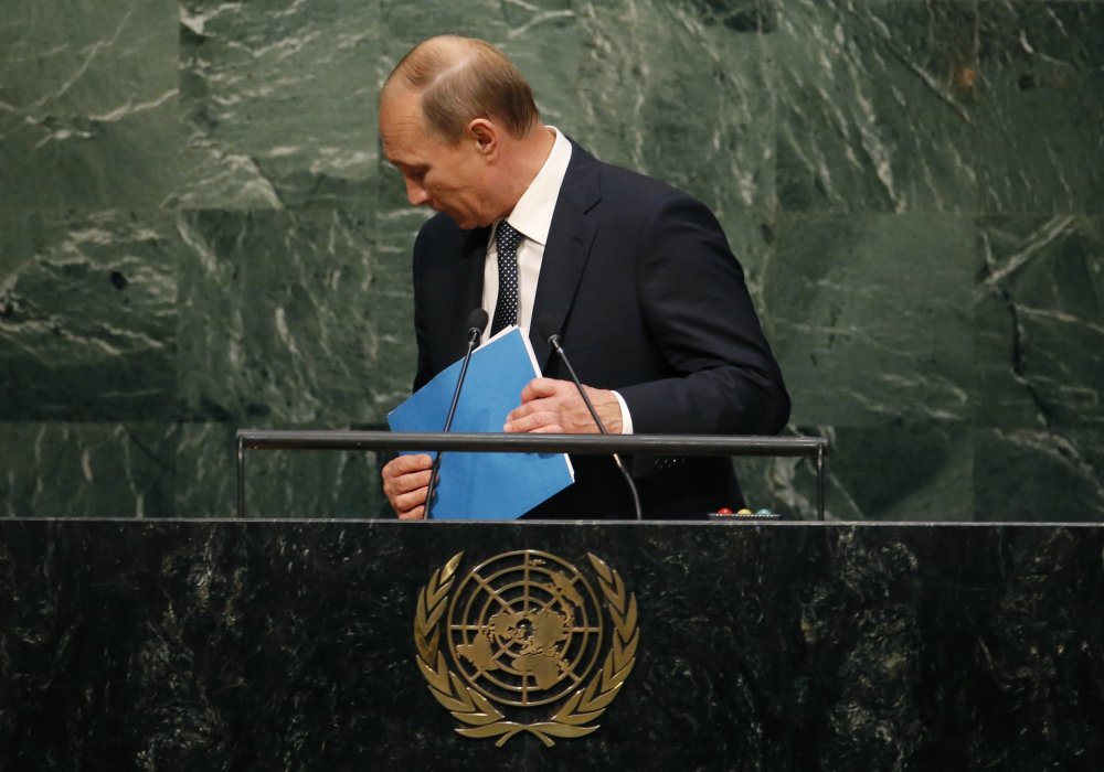 Владимир Путин на трибуне Генассамблеи ООН в Нью-Йорке. © Reuters