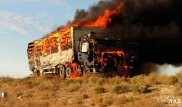 Очевидец снял на видео горящую грузовую фуру в Мангистауской области