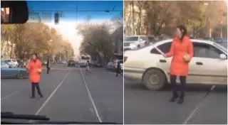 Автомобильный затор "разрулила" девушка с журналом в Алматы