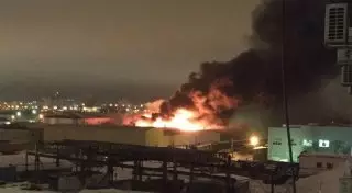 Склад горит в Астане