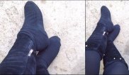 Носки на обувь надевают костанайцы для борьбы с сильным гололедом