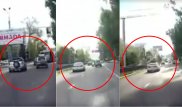 В Сети появилось видео необычного ДТП в Алматы