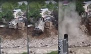 В Алматы из-за проливных дождей баня обрушилась в реку