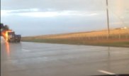 Очевидец снял горящий грузовик на трассе Астана - Павлодар
