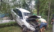Lada Granta вылетела в кювет в ДТП в Алматы