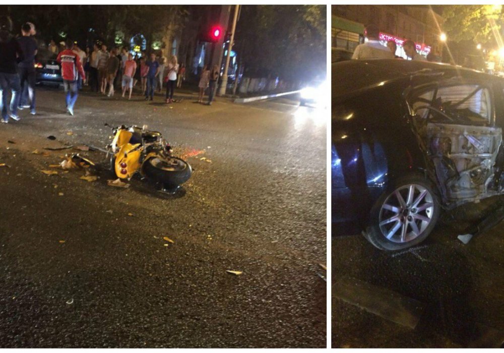 Серьезное ДТП в центре Алматы: Байк разорвало на части, Lexus разбит