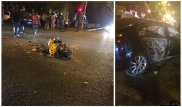 Серьезное ДТП в центре Алматы: Байк разорвало на части, Lexus разбит