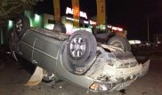 Внедорожник перевернулся после ДТП в Алматы