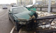Водитель BMW потерял управление и снес ограждение в Алматы