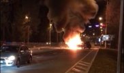 Два авто сгорели в результате ДТП в Алматы