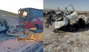 Появилось видео последних секунд перед смертельной аварией на трассе Караганда - Балхаш