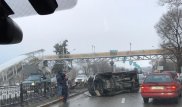 Автомобиль инкассаторов перевернулся в Алматы