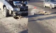 Из-за ямы на проспекте Суюнбая в Алматы водитель разбил автомобиль