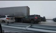Семь авто и две фуры столкнулись на трассе Караганда - Астана