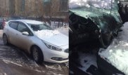 Рухнувший снег повредил два авто жительницы Астаны
