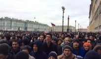 Участники акции протеста в Питере. © Twitter