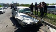 Toyota Camry врезалась в грузовик в Алматы: 4 человека пострадали