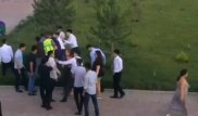 Массовую потасовку шымкентских выпускников с участием полиции засняли на видео