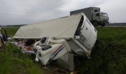 Фура с помидорами из Казахстана опрокинулась на трассе в РФ: Водитель устроил распродажу на месте ДТП