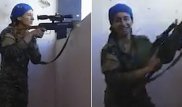 Дуэль с участием девушки-снайпера сняли на видео в Ракке