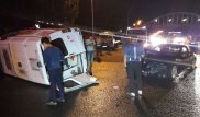 Машина скорой помощи перевернулась в результате ДТП в Алматы