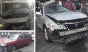 Lexus всмятку: в Алматы груженный стеклом грузовик столкнулся с легковушкой