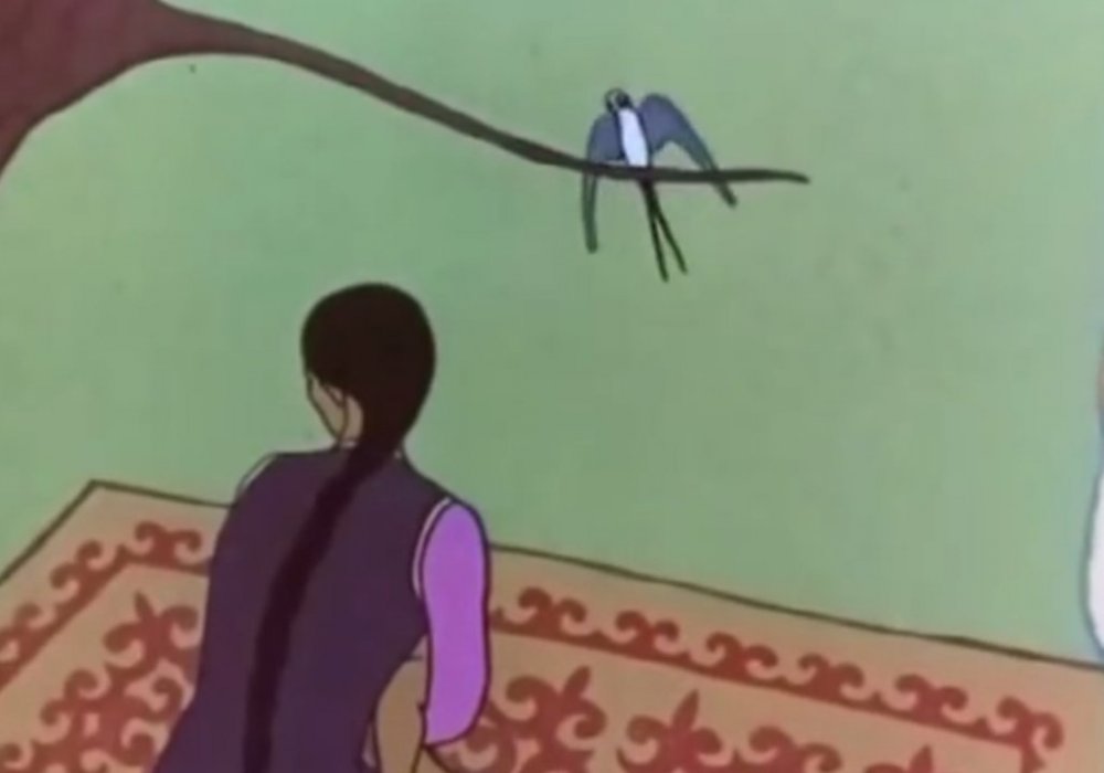 Кадр из мультфильма "Почему у ласточки хвост рожками"